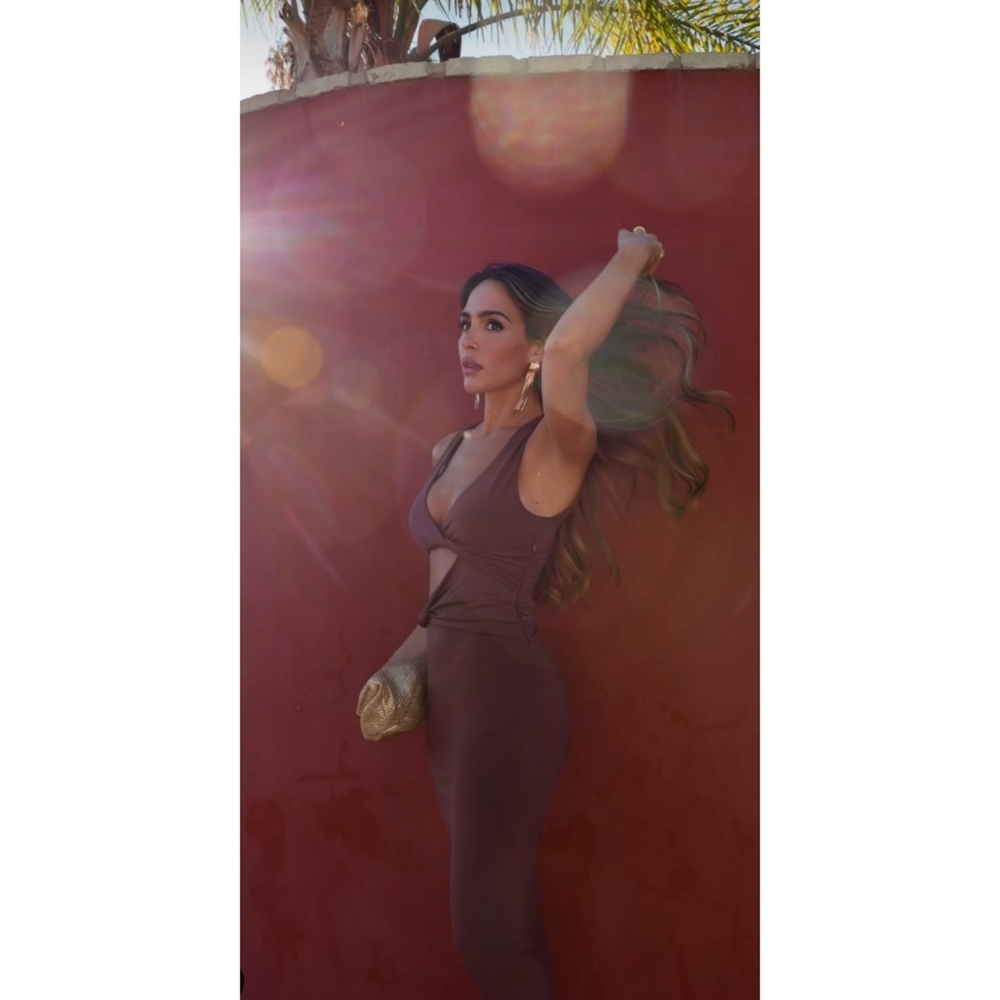 Zara Cut Out Dress Brown - Picture 13 of 14